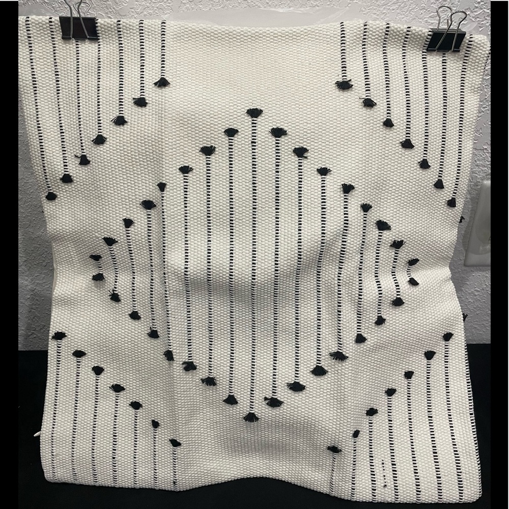 Boho Throw Pillow Cover Black and Cream White Pillow Cover 18x18 - Picture 4 of 4
